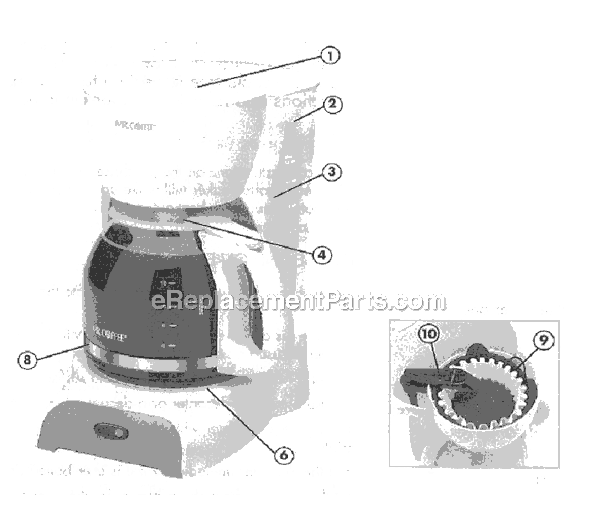 Page A Diagram and Parts List for DR13  Mr Coffee Coffee Maker